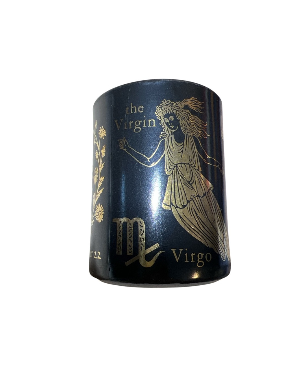 Vintage Virgo The Virgin Gold-Accent Black Milk Glass  - Horoscope - Astrology